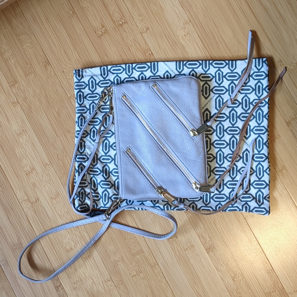 Rebecca Minkoff Leather Zipper Crossbody in Tortora